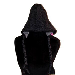 New Women's Mountain Hard Wear Black/Grey Knit Hat with Grey Lining